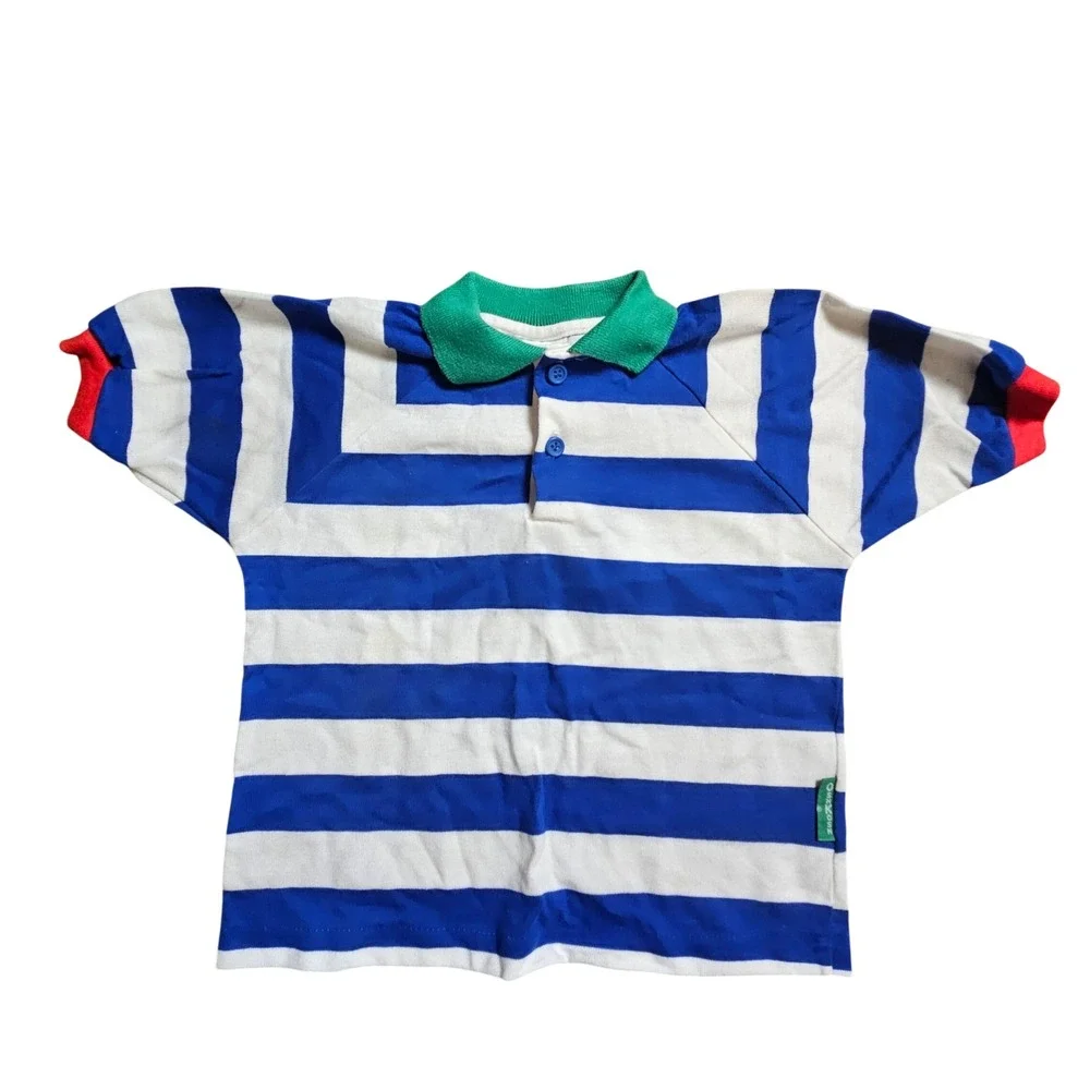 Vintage OshKosh B'gosh‎ Striped Polo Shirt 4T Colorblock USA Kidcore Retro Y2K